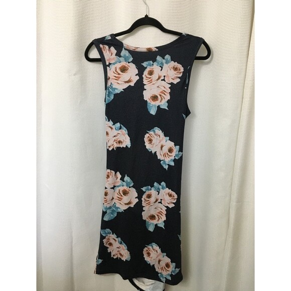 Sleeveless Tank Dress Size Large Cut Out Twist Bodycon Wrap Mini Floral Dress D2 - Picture 5 of 7
